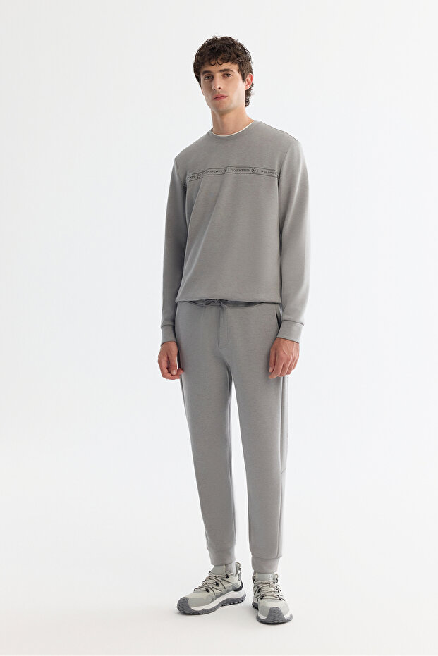 Men's Gray Elastic Waist Lace-Up Soft Touch Regular Fit Sweatpants A42Y3417