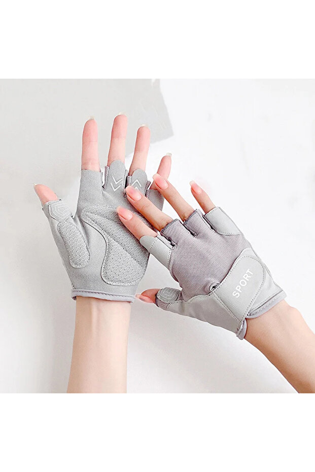 S Light Grey Workout Gloves with Excellent Grip Lightweight Gym Gloves for Weightlifting Cycling Exe