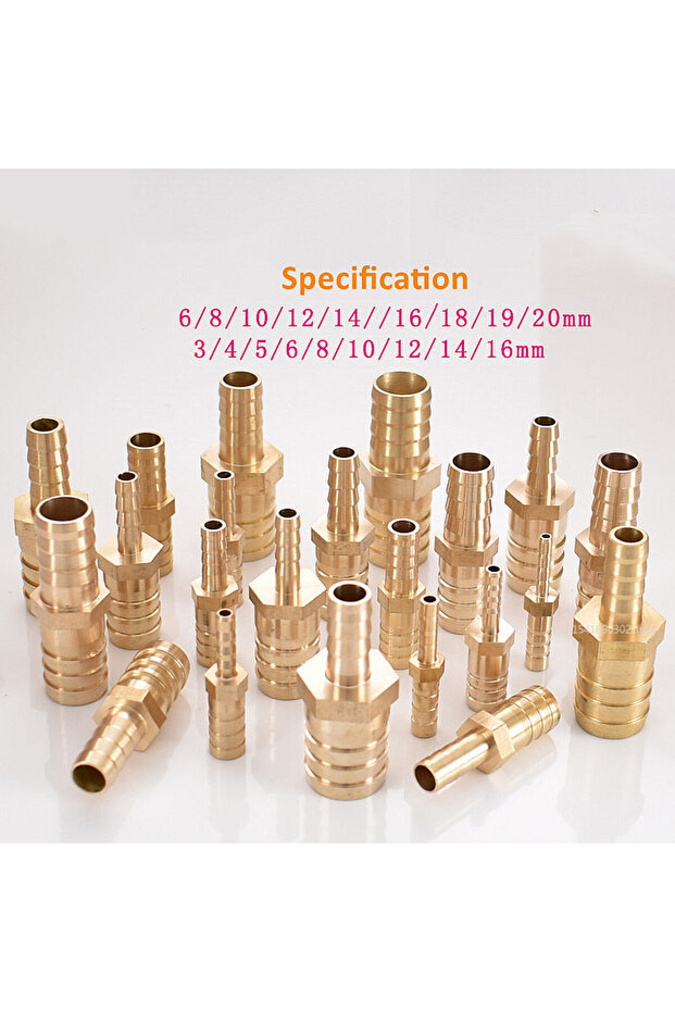 6mm-8mm 3-25mm 6mm 4mm 8mm 10mm Brass 2 Way Reducing Straight Hose Barb Barbed Pipe Fitting Reducer