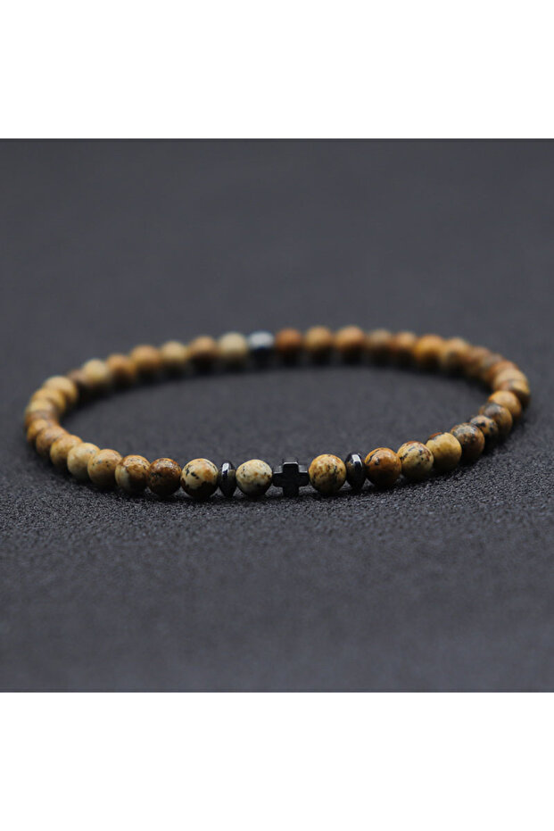 Fossil Stone Noter Men Bracelet 6 Colors 4mm Beads Strand Braslet Natural Hematite Stone Healing Bra