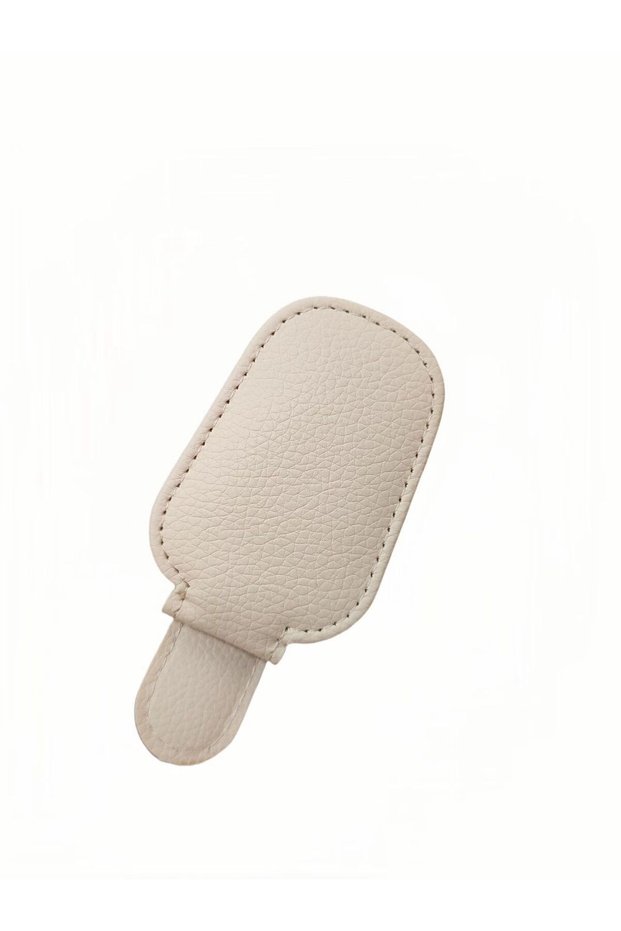 Beige Car Glasses Clip Leather Sun Visor Holder for Eyewear Storage Magnetic Quick Release Organizer