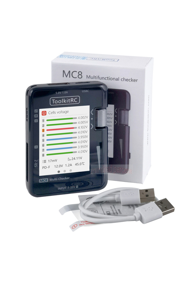 جهاز فحص البطاريات MC8 ToolkitRC MC8 SC100 صغير الحجم متعدد الوظائف 32 بت مع مخرج PWM وقراءة PPM SBUS