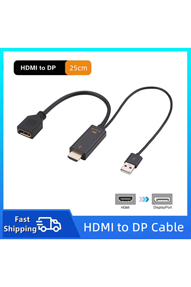 DP Female 4K@60Hz HDMI-Compatible to DisplayPort Cable with USB Power Cable for PC Laptop PS5 Xbox H