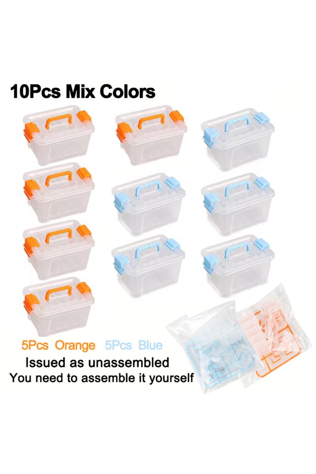 10Pcs Mix Colors 5/10 Pcs Dollhouse Mini Storage Box Clear Toolbox Model Dollhouse Home Decoration D