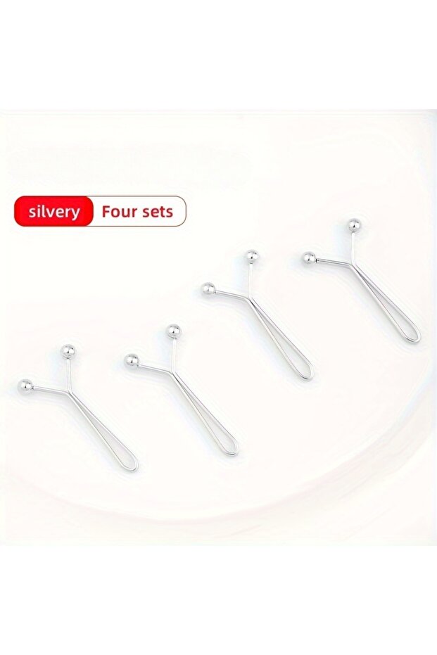 silvery 4pcs Invisible Metal Waist Clips - Adjustable Button Clips for Jeans/Clothes, Slimming Tight