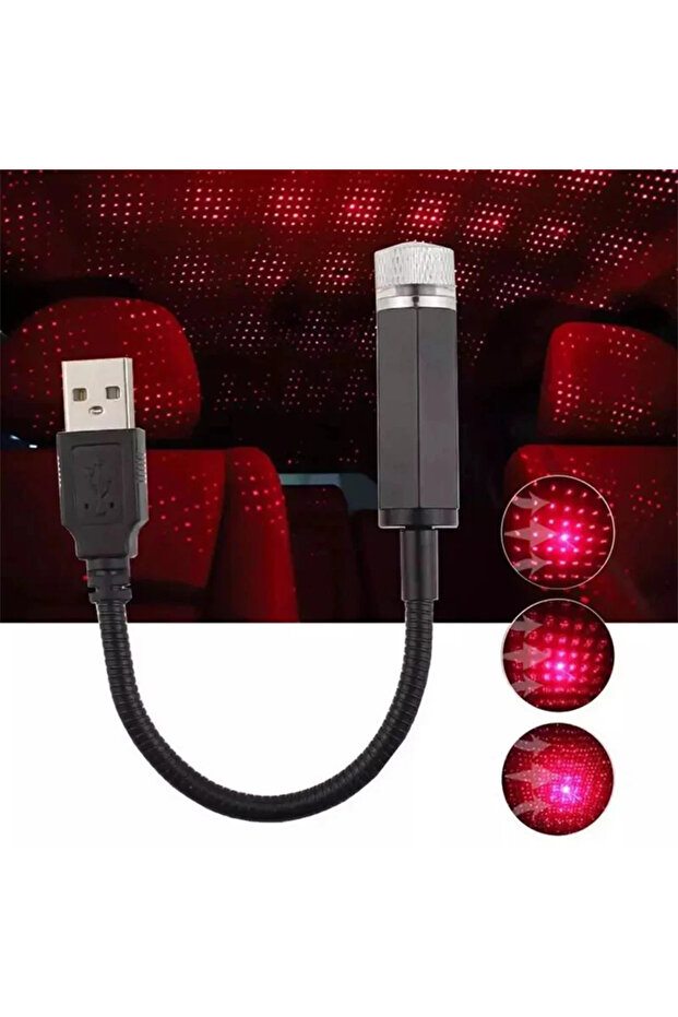 Red light 1pcs Mini Car LED Star Night Light Projector USB Power Saving Galaxy Atmosphere Starry Sky