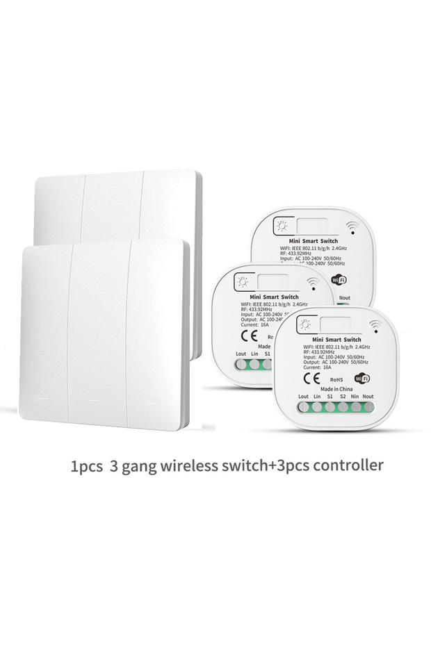 white 3gang 2v3 Outdoor Waterproof Smart Light Switch 1/2/3 Gang Tuya WiFi Self Powered No Battery R