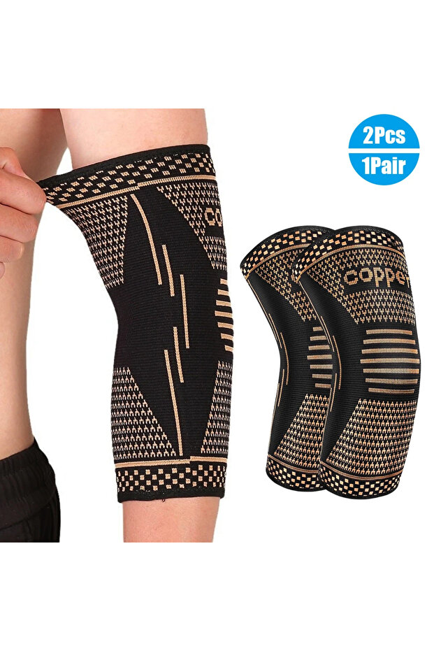 M Black Copper 1Pair Copper Elbow Compression Sleeves, Tennis Elbow Brace for Women Men, Arms Suppor