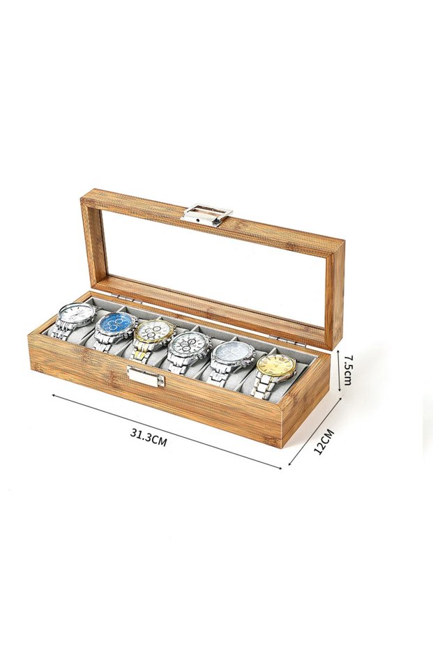 6 Bamboo Bamboo Watch Storage Box Organizer - Handmade Festive Gift Display Case for 3/6/10/12 Watch