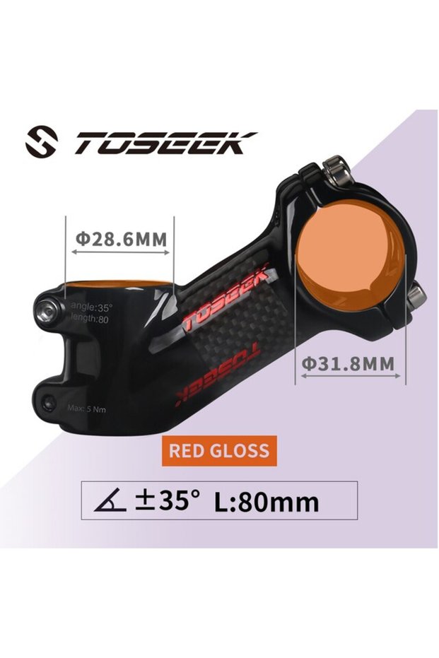 35Degree-80mm-Glossy Toseek Stem MTB Carbon + Aluminum Mtb Handlebar Stem Bike Power 31 8mm Bicycle
