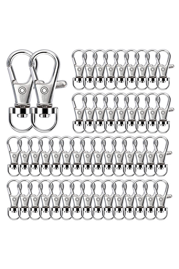 12PCS Silvery 12/20/40/80Pcs Keychain Hook Clip 35mm Swivel Snap Hooks Lobster Claw Clasp Keychains