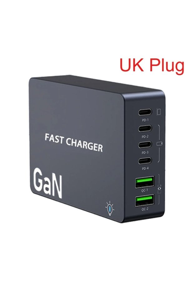 UK Plug 990W GaN Quick Charger 4 USB C 2 USB A Desktop Multi Port Socket Connector Chargers