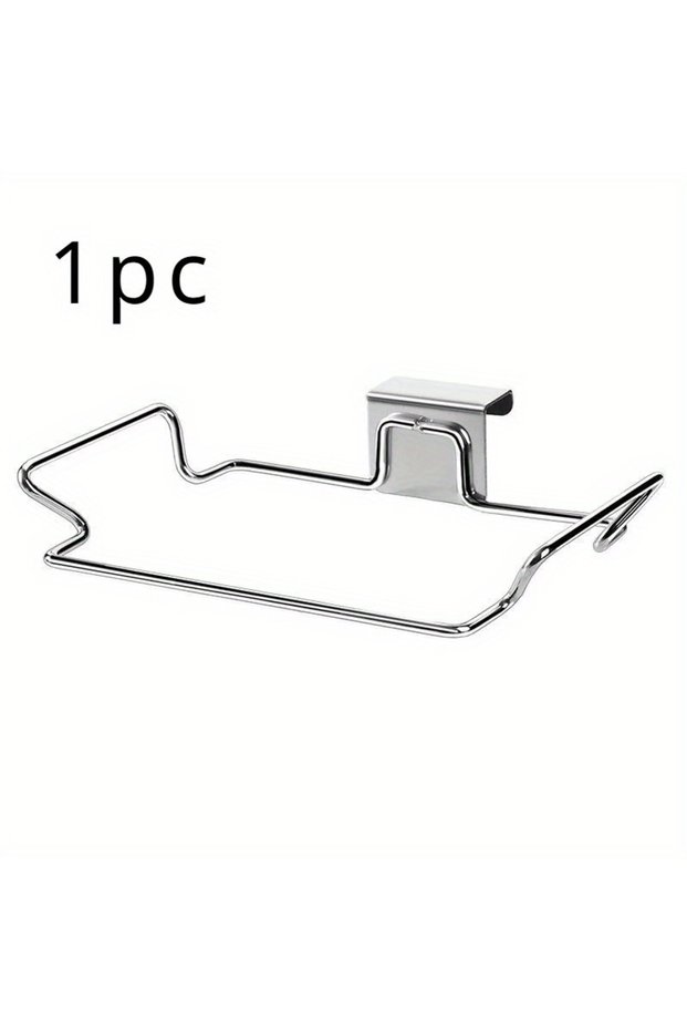 1Pc 1Pc/2Pcs Stainless Steel Base Trash Can - Rectangular Metal Trash Can, Cabinet Door Installation