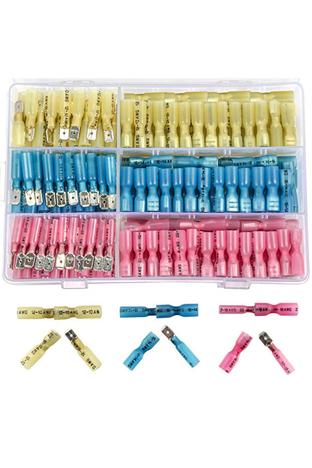 120pcs 120PCS Waterproof Insulated Butt Wire Connector Heat Shrink Crimp Terminals Kit Male Female E