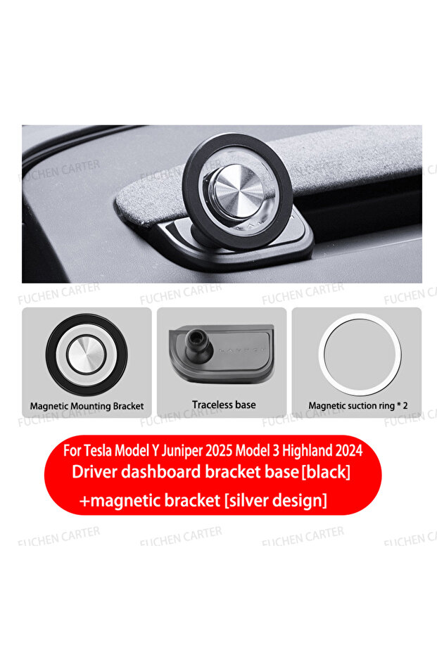 Silver Circle Style For Tesla Model Y Juniper 2025 Model 3 Highland 2024 2025 Stronger Magnetic Adju