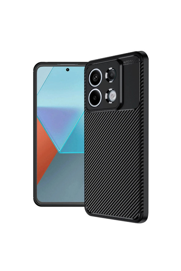 حافظة هاتف Xiaomi Redmi Note 13 Pro 4G بتصميم كربوني بتركيز تلقائي - أسود