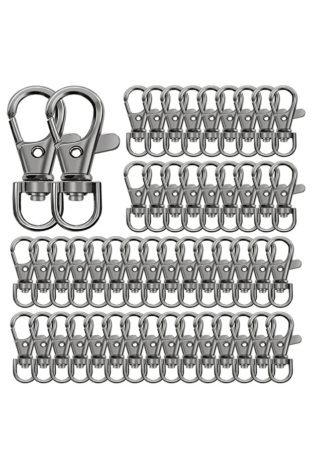 12PCS Black 12/20/40/80Pcs Keychain Hook Clip 35mm Swivel Snap Hooks Lobster Claw Clasp Keychains fo