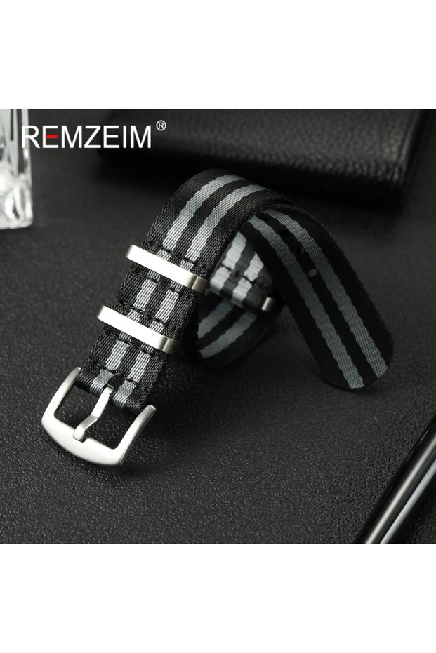 20mm Black-Gray Premium Comfortable Soft Nylon Watch Bracelet 20mm 22mm Watch Straps Men Women Watch