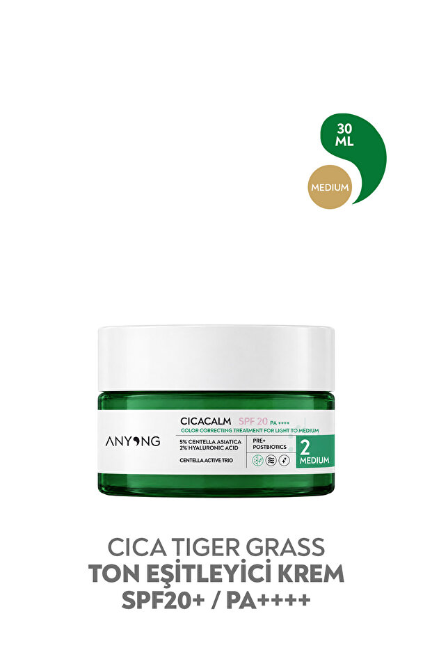 Cica Tiger Grass Tone Equalizing and Anti-Redness Cream Medium 20 Spf 30 ml Medium Skin Tones