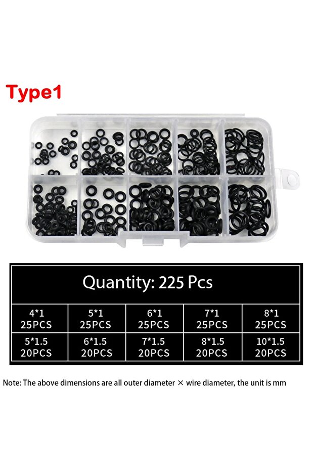 225PCS Rubber O Ring Set Gaskets Seal Nitrile Rubber Bands High Pressure O-Rings Repair Kit Sealing