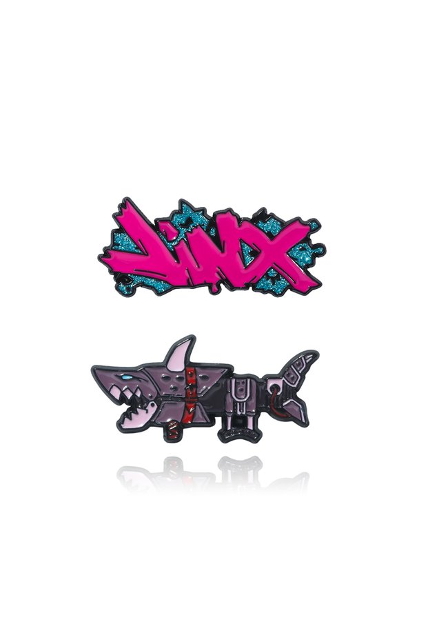 SET Anime Jinx Letter Badge Shark Broh Pastel Hard Cosplay Props Game Enamel Pin Men Women Backpack