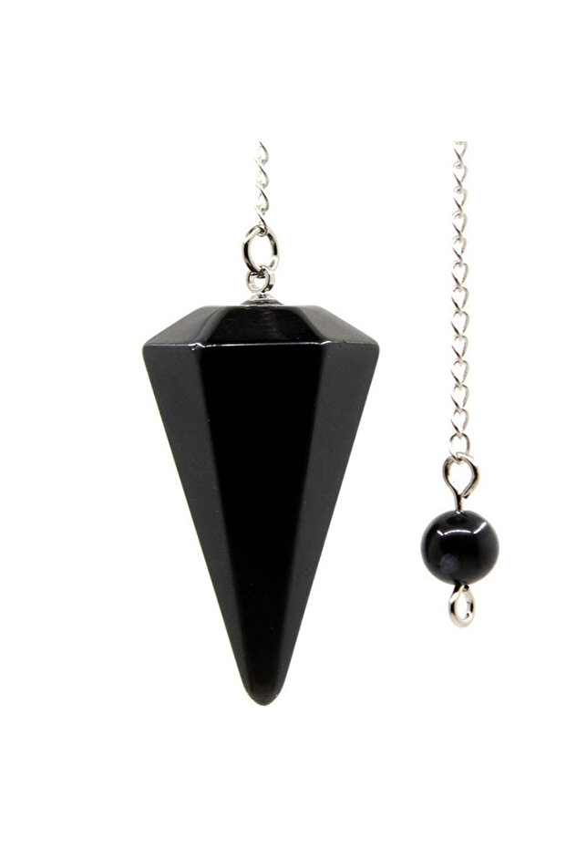 Black Agate Natural Stone Quartz Agates Pendant Reiki Healing Cone Amethyst Charm Pendulum Pendants