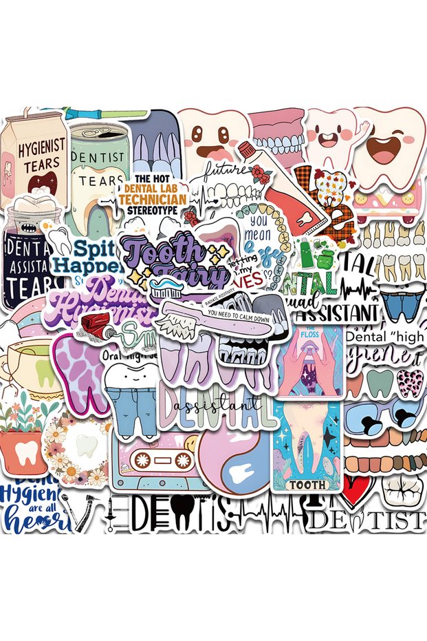 50PCS 50PCS Dental Stickers Dentist Scrapbook Graffiti Laptop DIY Dentist Store Health Luggage Carto