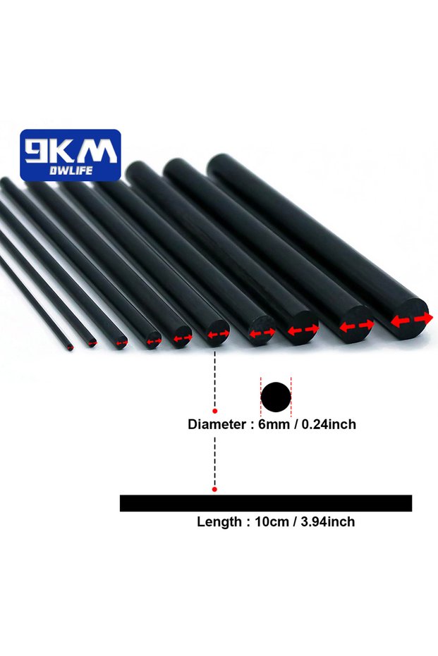 3Pcs 6mm X 10cm 3Pcs Fishing Rod Repair Kit Carbon Fiber Sticks Pole Building Kit Wrapping Thread Sa