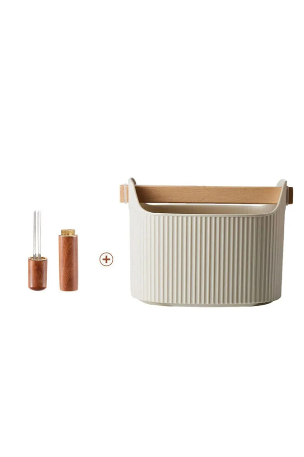 White set1 New Coffee Grounds Bucket Espresso Trash Can Coffee Grounds with Detachable Knocking Non-