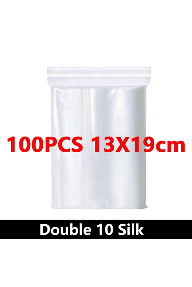Double Sided 10-Silk 13x19cm(100pcs) 100Pcs Thicken Zipper Sealed Bags Clear Plastic Storage Bag for