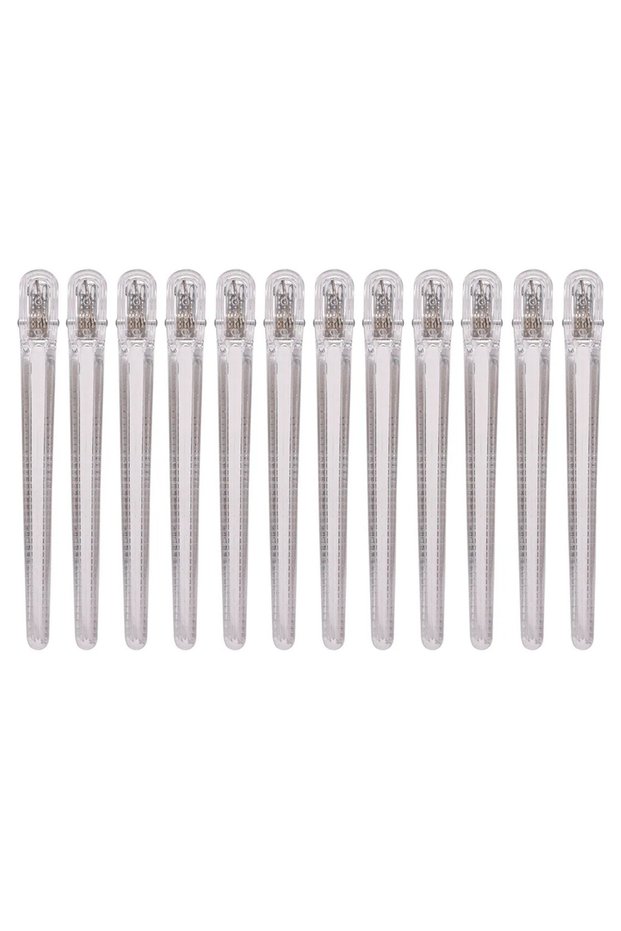 white 12pcs Pro Seamless Alligator Clip Hair Clip Barbershop Haircutting Sectioning Hairpin Salon Ho