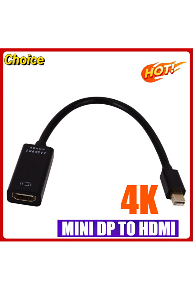 Product A Black Thunderbolt Mini DP To HDMI-compatible Converter Adapter Male To Female 4K Mini Disp