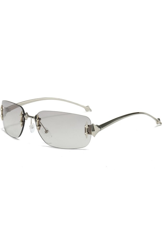 WHITE Fashion New Demon Element Rimless Sunglasses Personality Miding Decorative Sunglasses Trend Y2