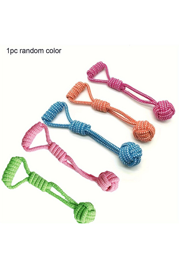 random color 1pc 1pc Durable Dog Rope Toy with Ball - All-Breed Chew and Tug Plaything Random Color