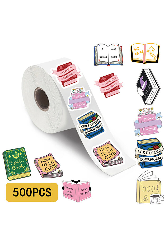 500PCS 500PCS Bookish Roll Stickers Notebook Personalized Laptop Account Decoration Luggage Living C