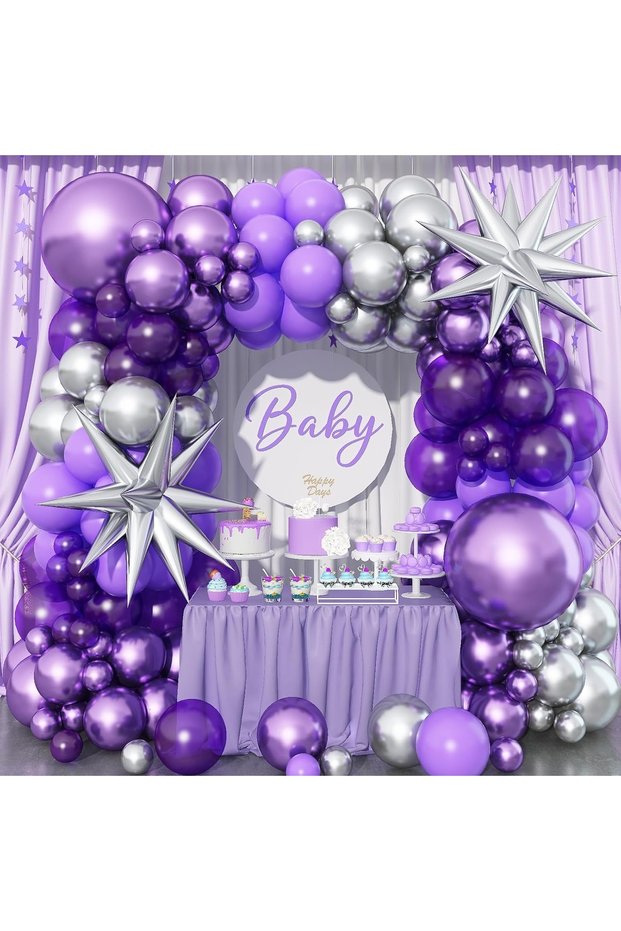 Other Purple Silver Star 120pcs Pastel Purple and Metallic Purple Silver Garland for Girls Women Wed
