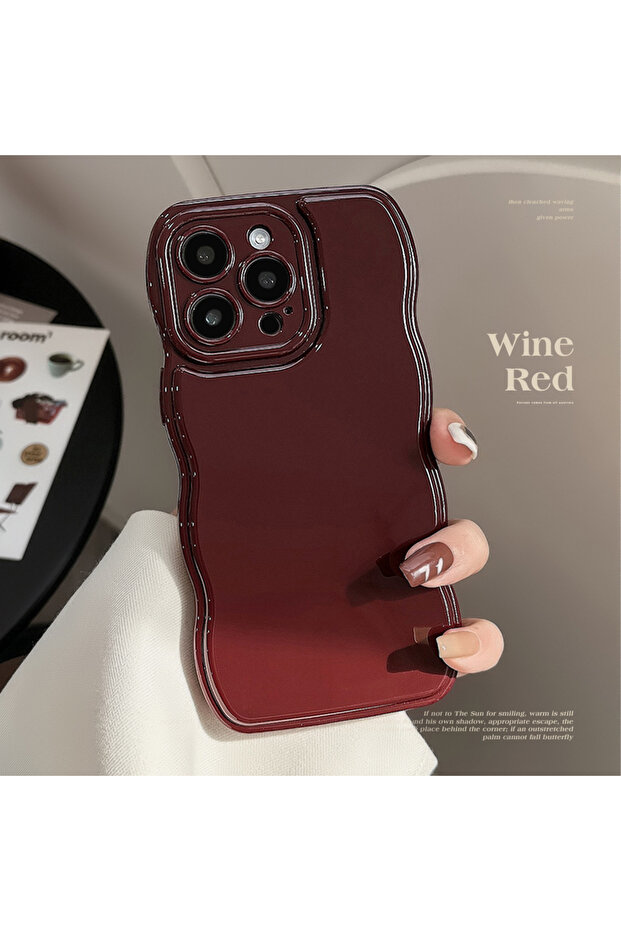 iPhone 12 Silicon Claret Retro Wavy Phone Case for iPhone 17 16e Plus 15 14 13 12 11 Pro Max Woman G