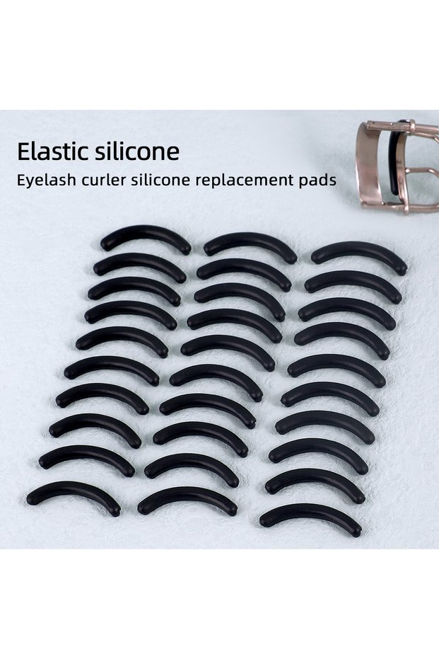 black 30pcs Silicone Rubber Strip for Eyelash Curler, Soft Silicone Replacement Pad for Eyelash Curl
