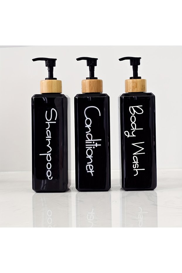 500ml black 3PCS Bathroom Refillable Lotion Bottle for Shower Bath Shampoo Soap Conditioner Lotion P