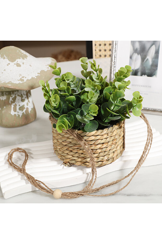 Eucalyptus XIYA FLOWER Green Artificial Plants Eucalyptus Grass Woven Rosemary Potted Plants Grass M