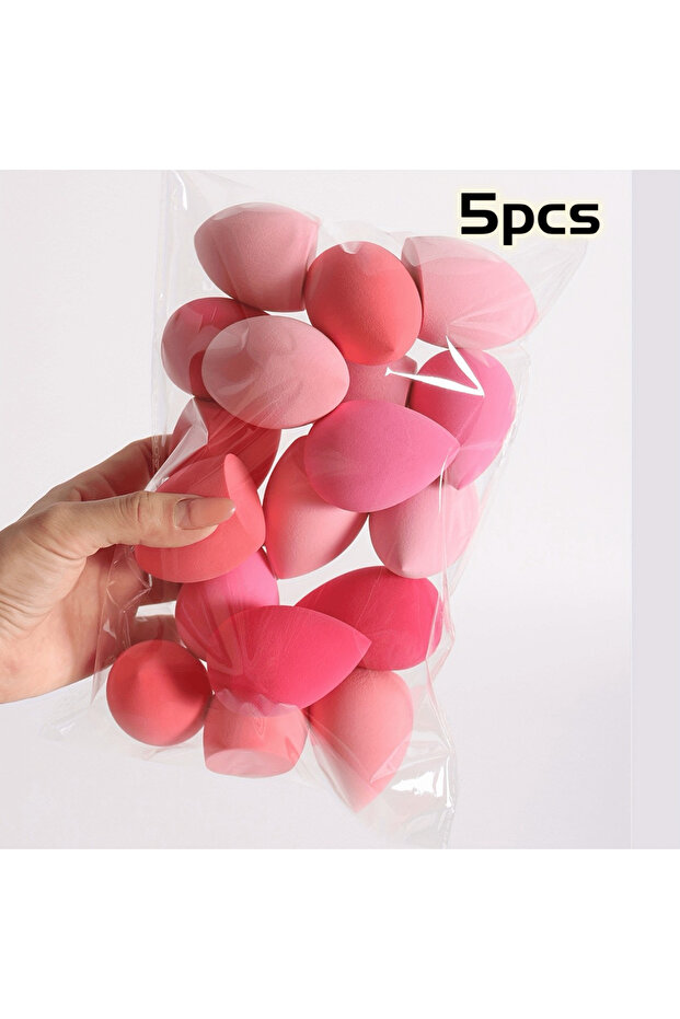 5PCS-PINK-DFP 5-10PCS Ombre Makeup Sponge Set - Vegan Dual Use for Liquid/Powder | Latex-Free Travel