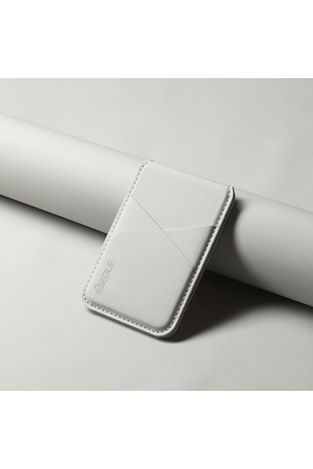 Gray White Luxury Leather Cellphone Magsafe Magnetic Card Holder For IPhone 12 13 14 15 16 17 Pro Ma