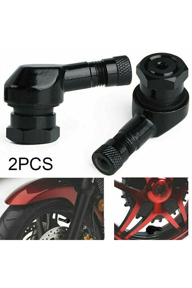 Black 2PCS Aluminum Alloy Valve Motorcycle Rim 90 Degree Angle Motorcycle Wheel Tire Tubeless Valve