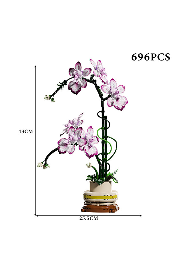 696Pcs No Box Creative Orchid Cymbidium Eternal Flowers Potted Plant Building Blocks Simulation Phal