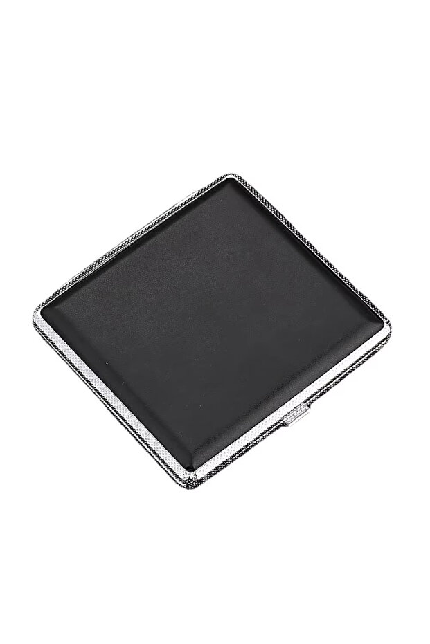 Black 1pc Double-open Leather Cigars Cigarettes Cases for 20 sticks Cigarette Stainless Steel Tobacc