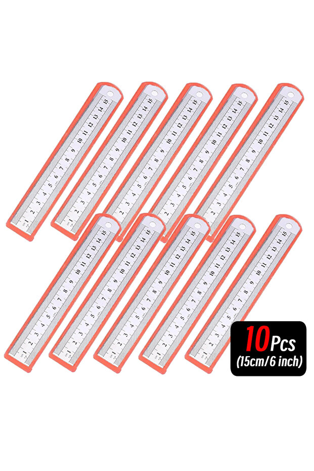 10pcs 15cm 10P 15-30cm Stainless Steel Metal Straight Ruler Precision Double Sided Precision Measuri