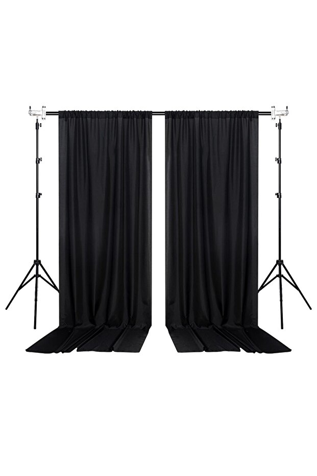 150x304cm-2 pcs black Party background black curtains, rod fabric curtains, fabric background curtai