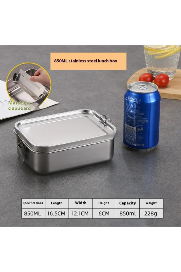 850ml Stainless Steel Bento Box Metal Lunch Box Food Storage Containers with Lockable Clips Lunch Sn