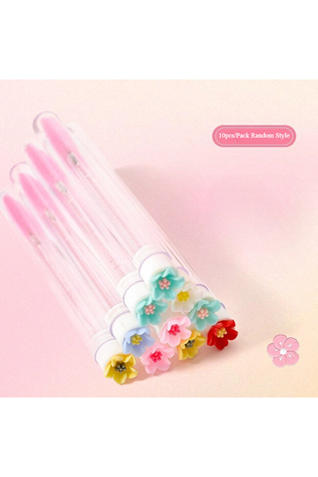 10PCS Random Style 10pcs Mascara Wands Tube Lash Brushes Eyelash Spoolie with Tube Shiny Lash Brush