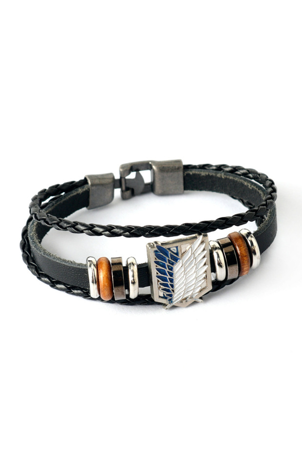 E-191 Attack on Titan - Investigation Corps Logo Bracelet - Leather Weaving Handpiece